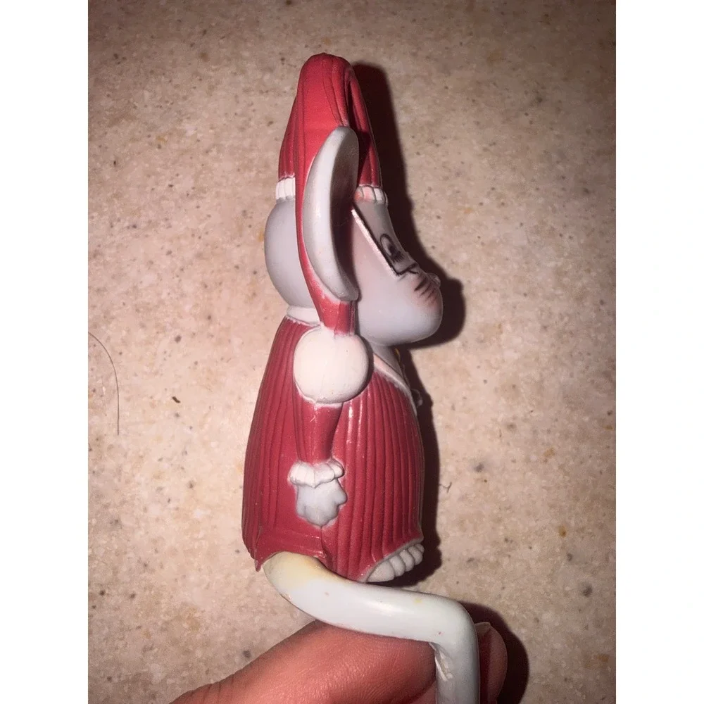 Vintage Christmas Mouse Stocking Hanger Red Nightgown Candle OS